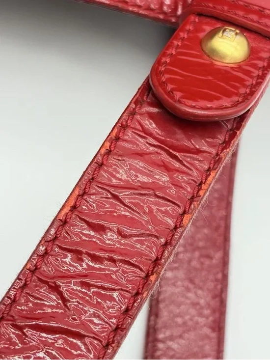 Fendi Red Leather Satchel tote with Gold-Tone Hardware - Picture 7 of 8